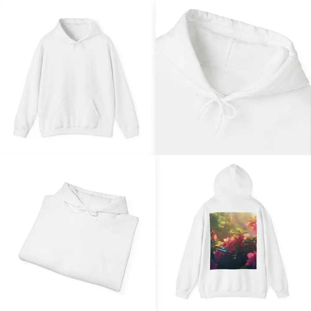 Pink Red Flowers Sunlit Garden Green Leaves – Hoodies