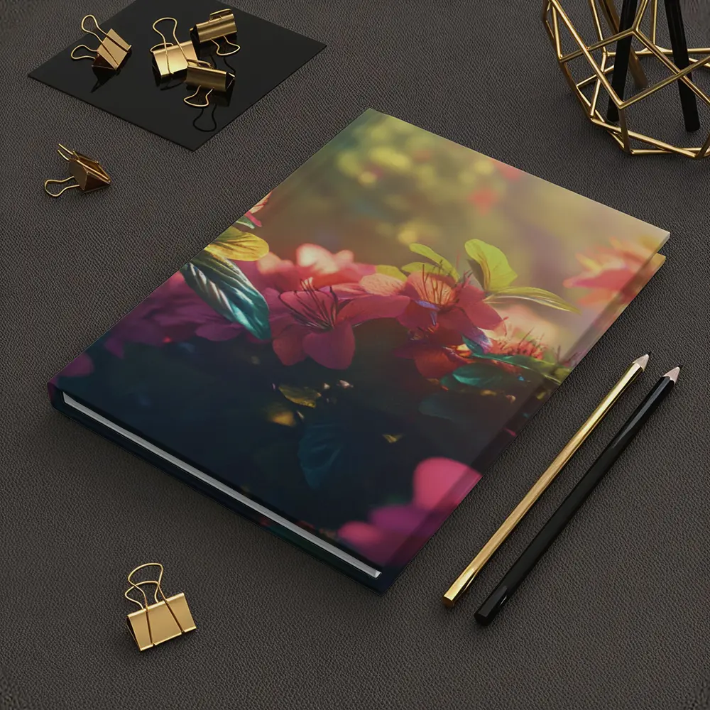 Pink Red Flowers Sunlit Garden Green Leaves – Notebooks