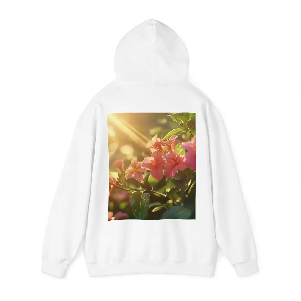 Pink Tropical Flowers Glowing Golden Sunlight – Hoodies