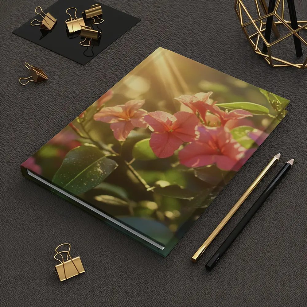 Pink Tropical Flowers Glowing Golden Sunlight – Notebooks