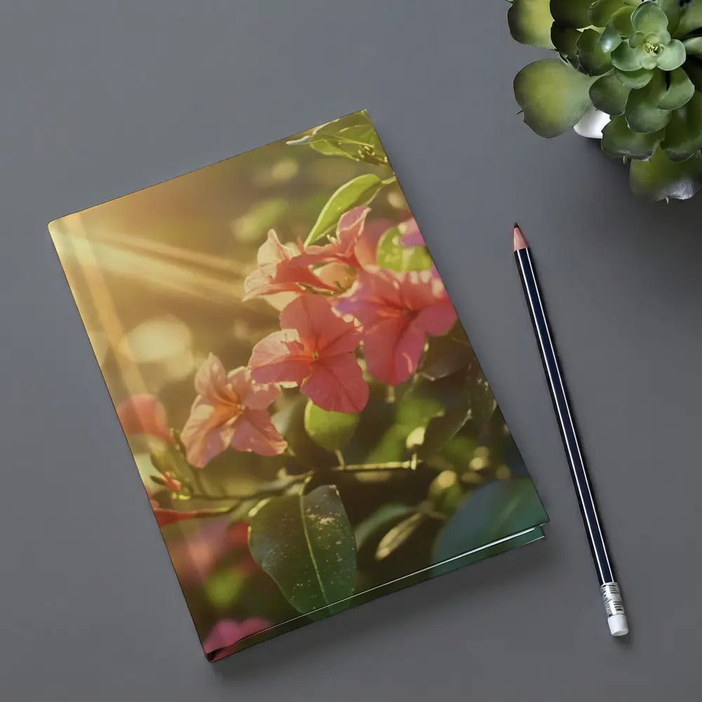 Pink Tropical Flowers Glowing Golden Sunlight – Notebooks