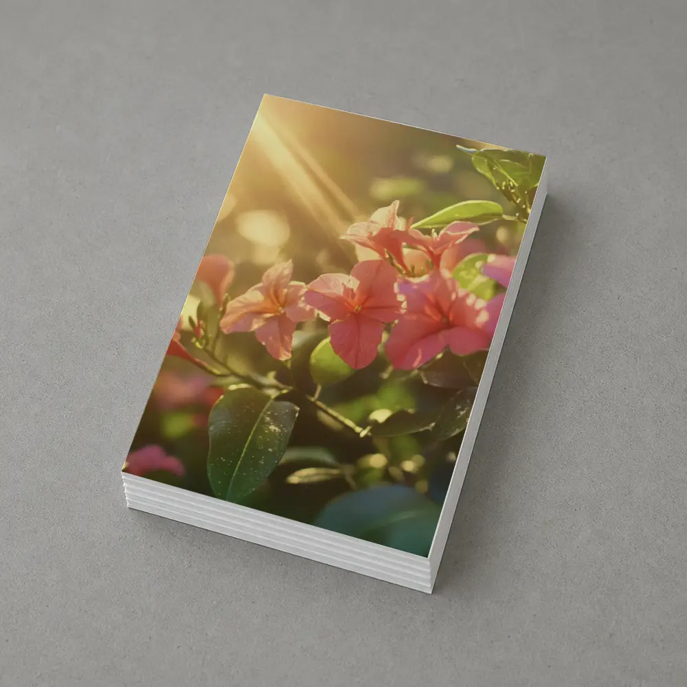 Pink Tropical Flowers Glowing Golden Sunlight – Postcards