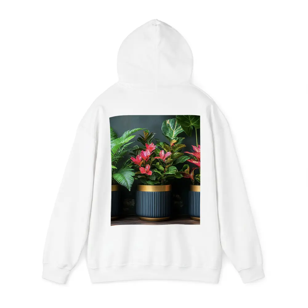 Tropical Plants Dark Navy Gold Pots – Hoodies