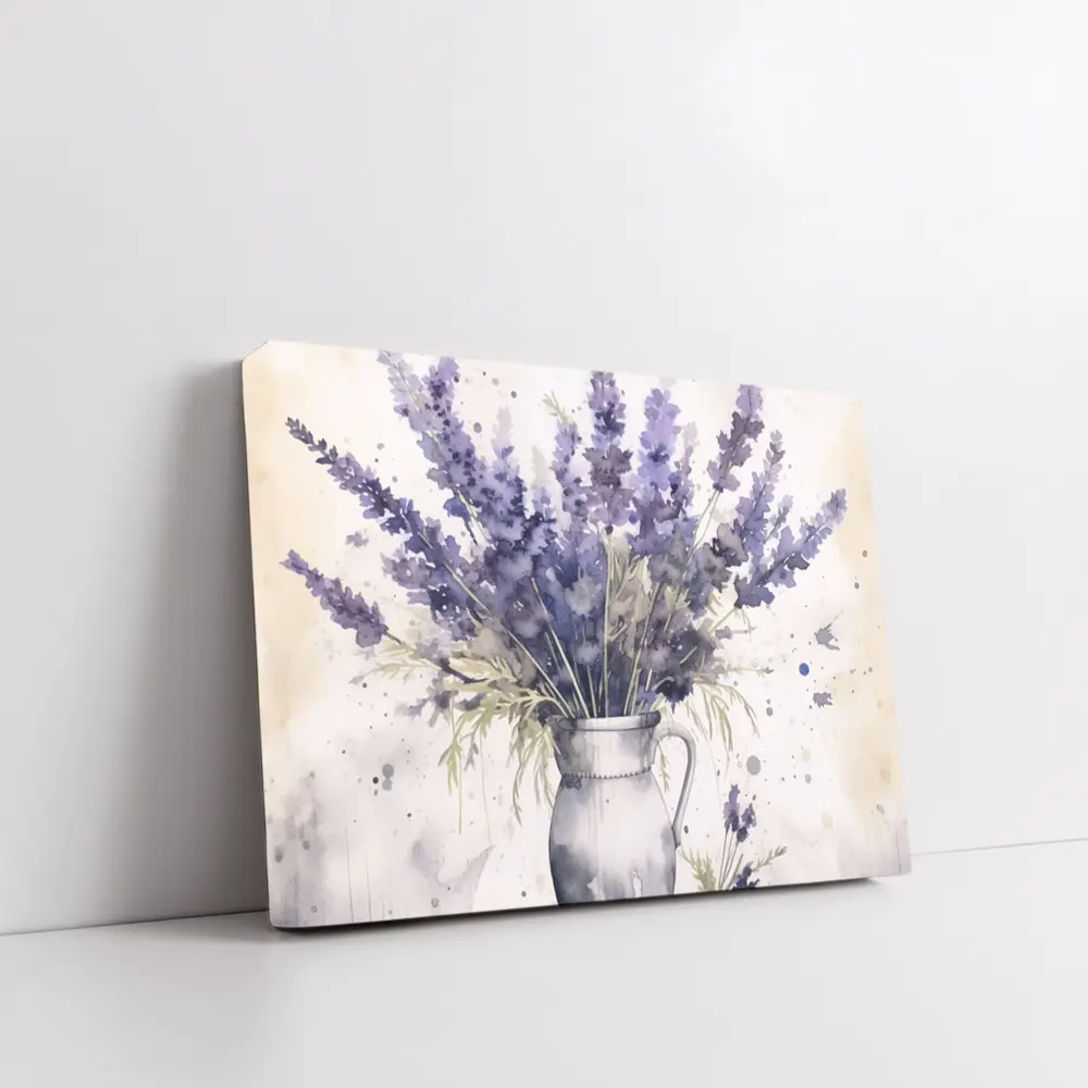 Watercolor Lavender Bouquet In White Vase – Wall Art