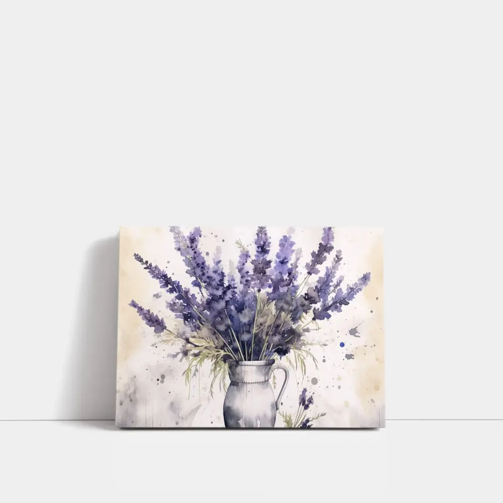 Watercolor Lavender Bouquet In White Vase – Wall Art