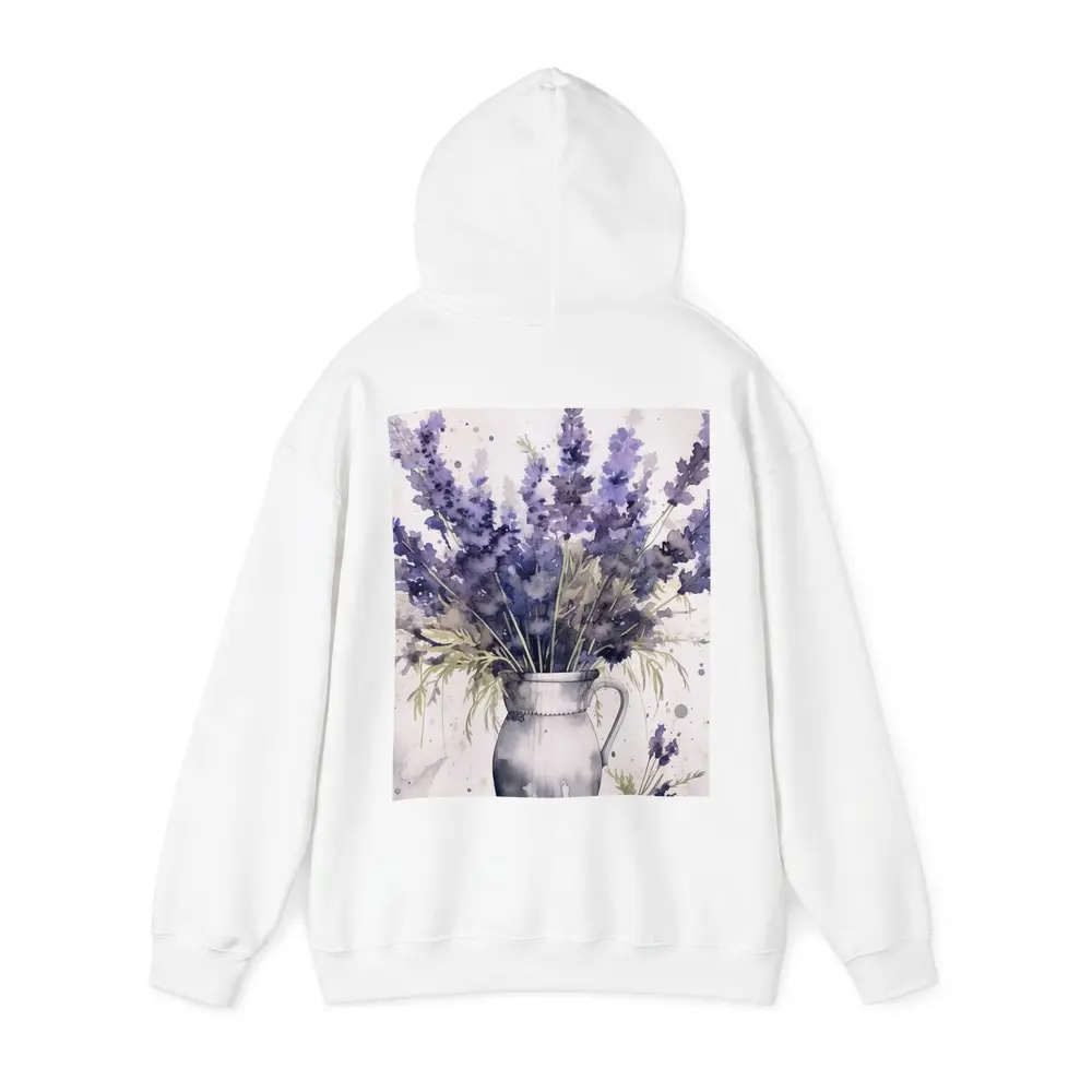Watercolor Lavender Bouquet In White Vase – Hoodies