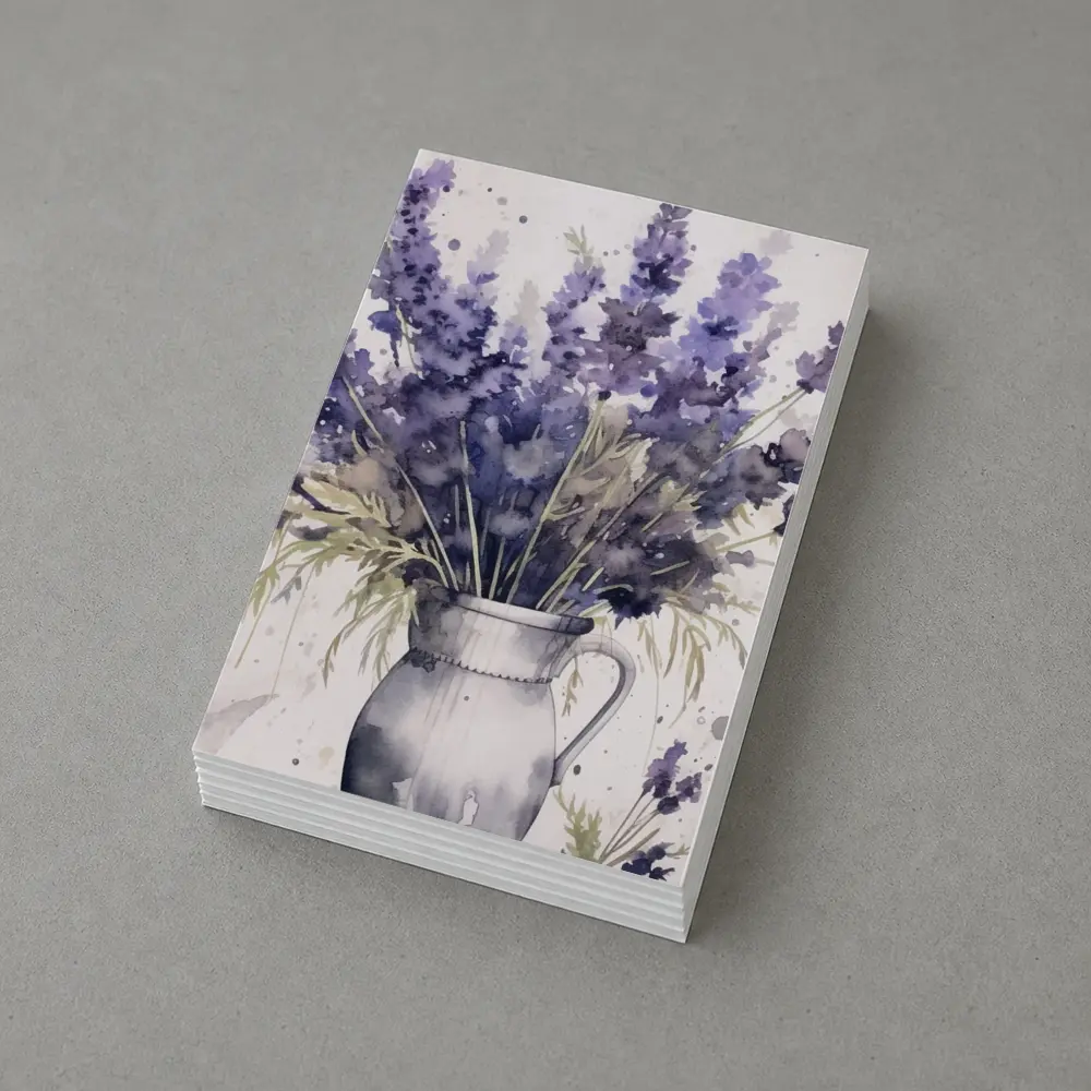 Watercolor Lavender Bouquet In White Vase – Postcards