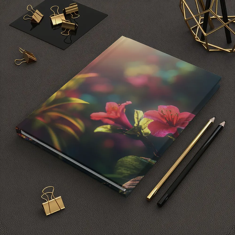 Pink Tropical Flowers Warm Sunlit Garden – Notebooks