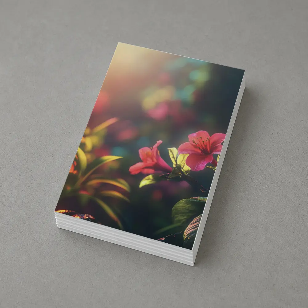 Pink Tropical Flowers Warm Sunlit Garden – Postcards