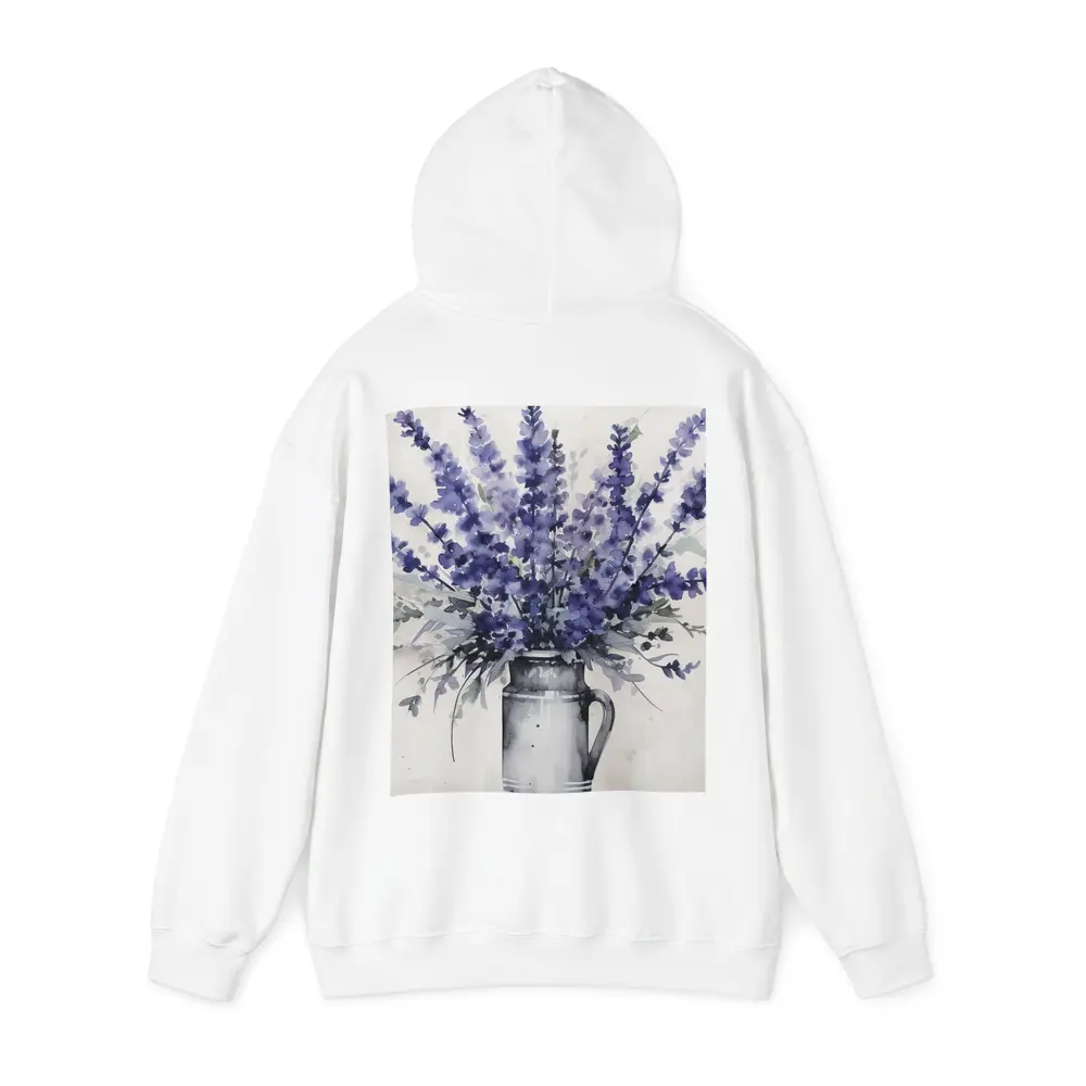 Lavender Bouquet Watercolor Rustic Jug White – Hoodies