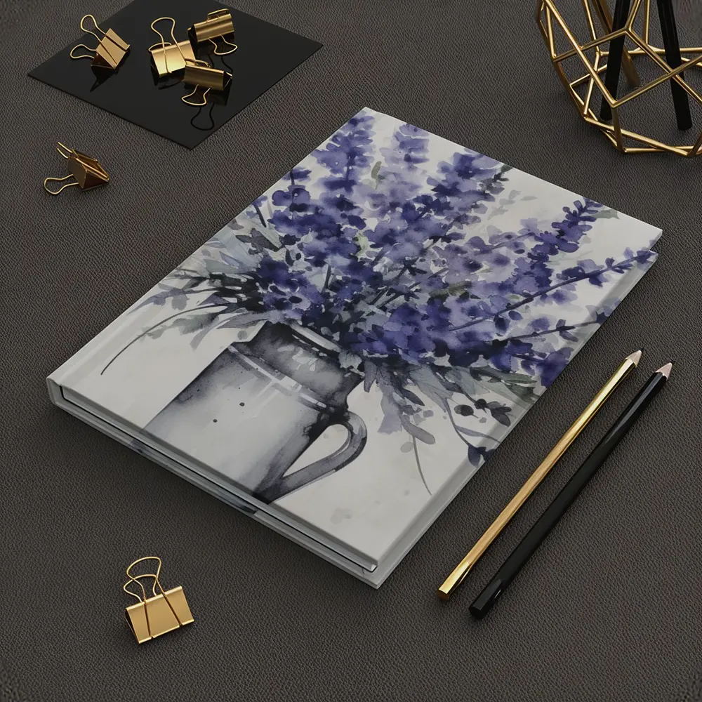 Lavender Bouquet Watercolor Rustic Jug White – Notebooks