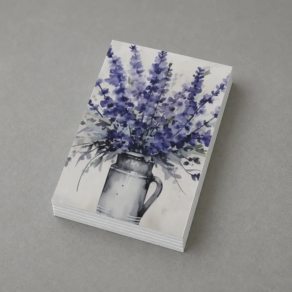 Lavender Bouquet Watercolor Rustic Jug White – Postcards