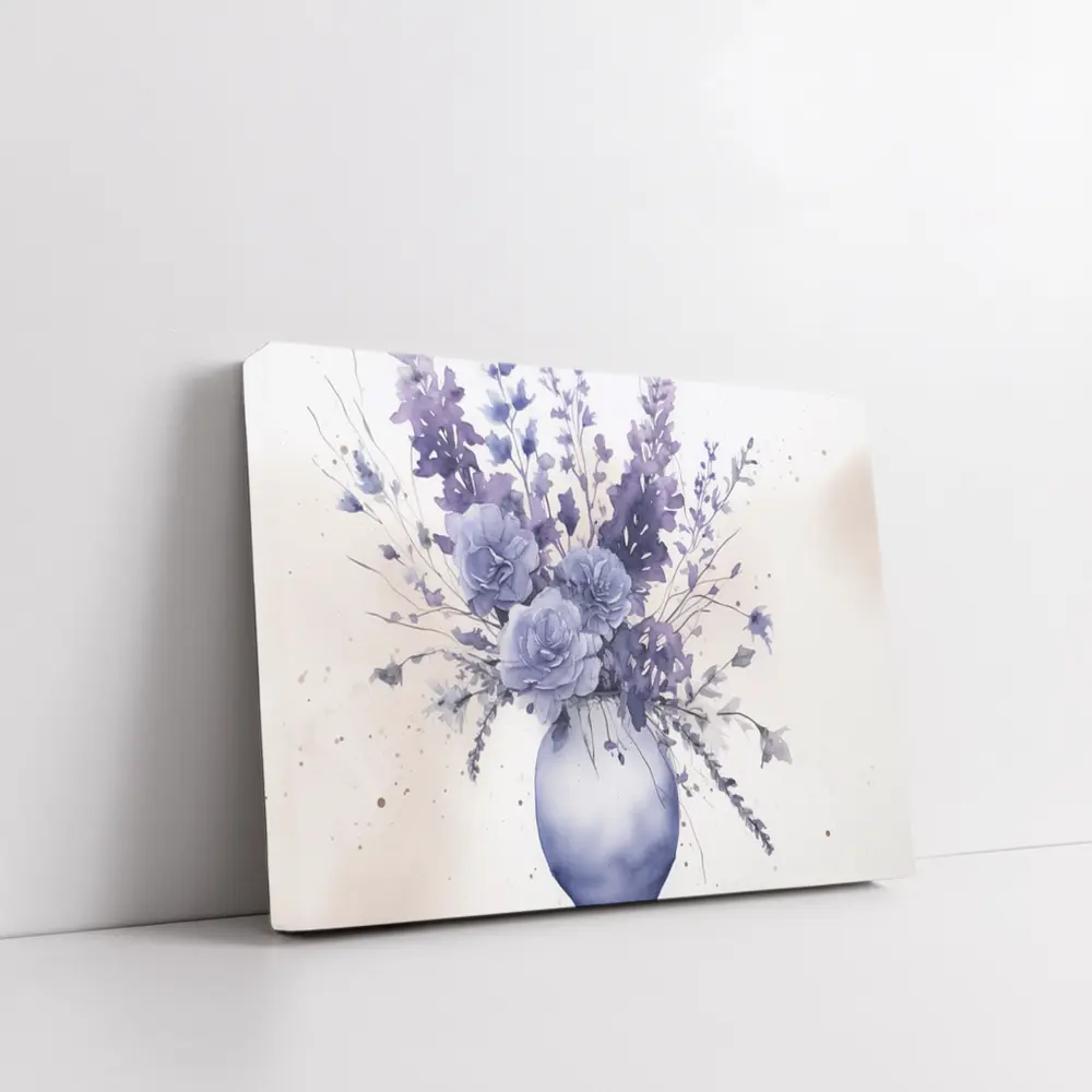 Purple Roses Lavender Bouquet Watercolor White Background – Wall Art