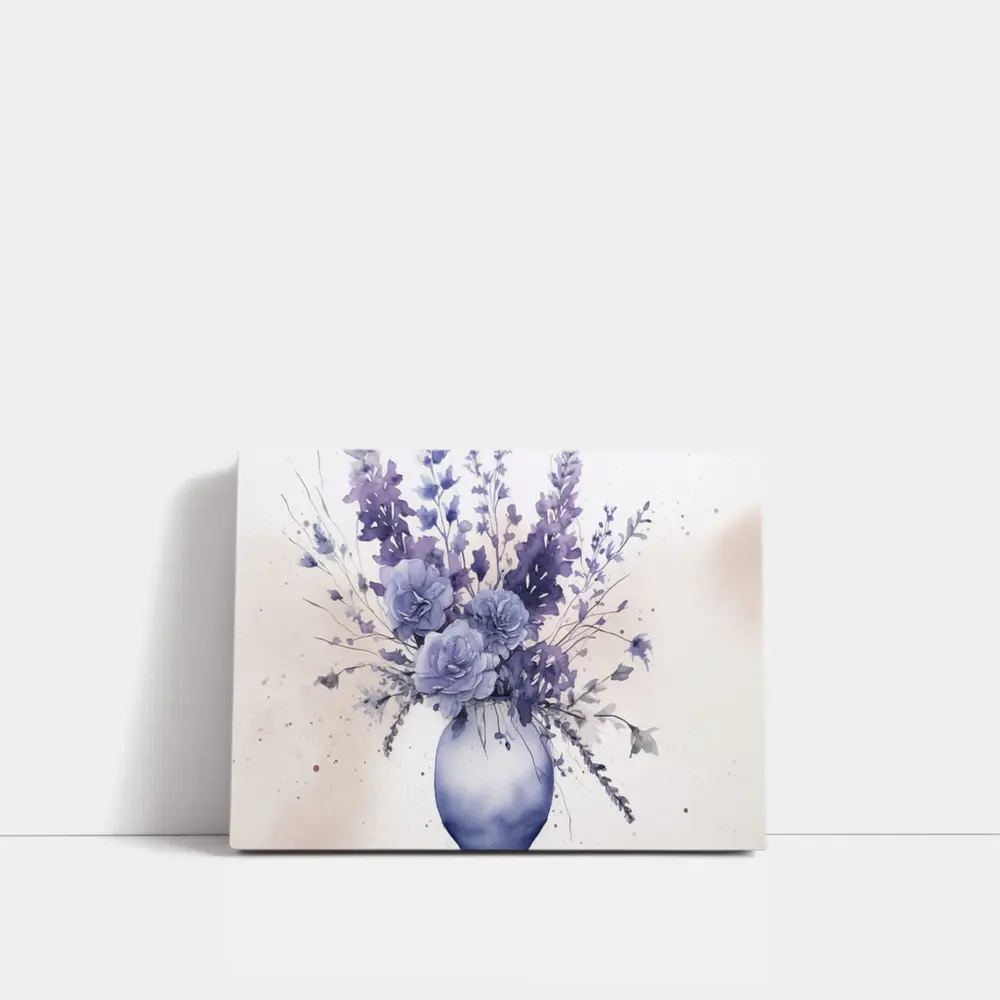 Purple Roses Lavender Bouquet Watercolor White Background – Wall Art