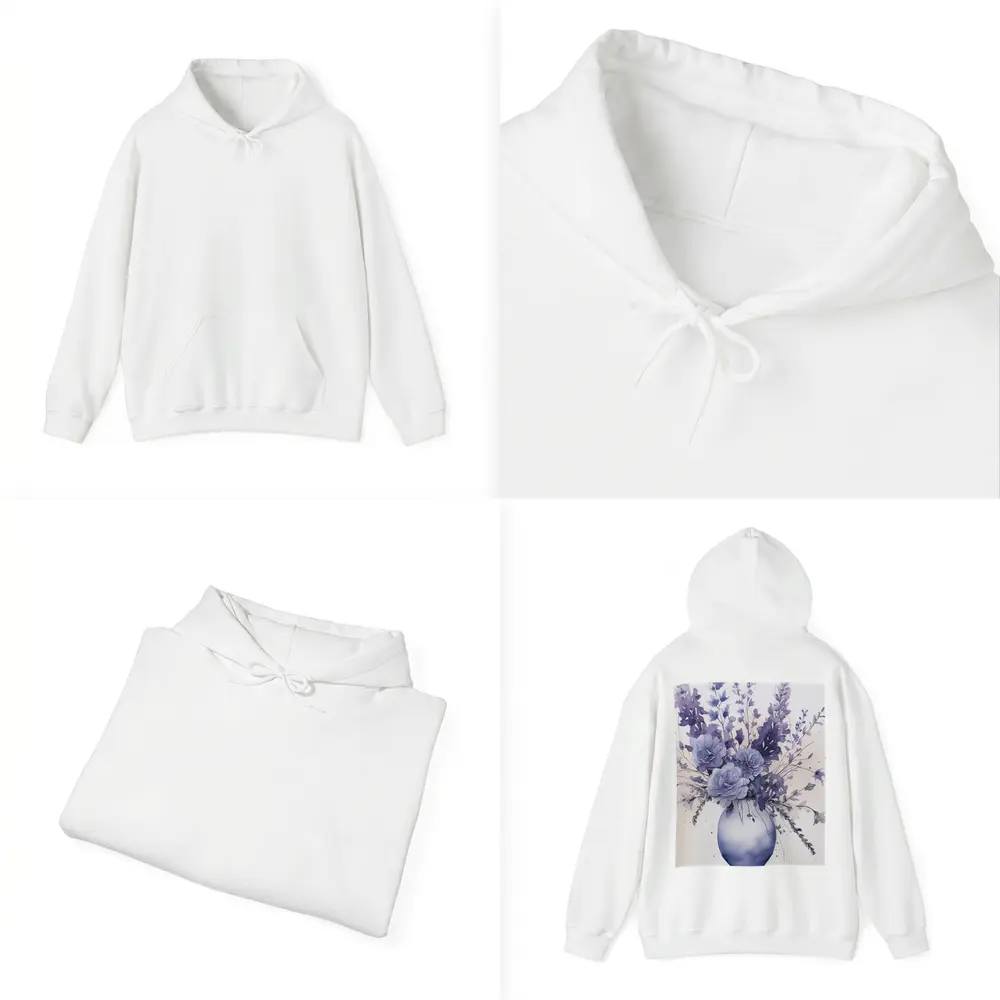 Purple Roses Lavender Bouquet Watercolor White Background – Hoodies