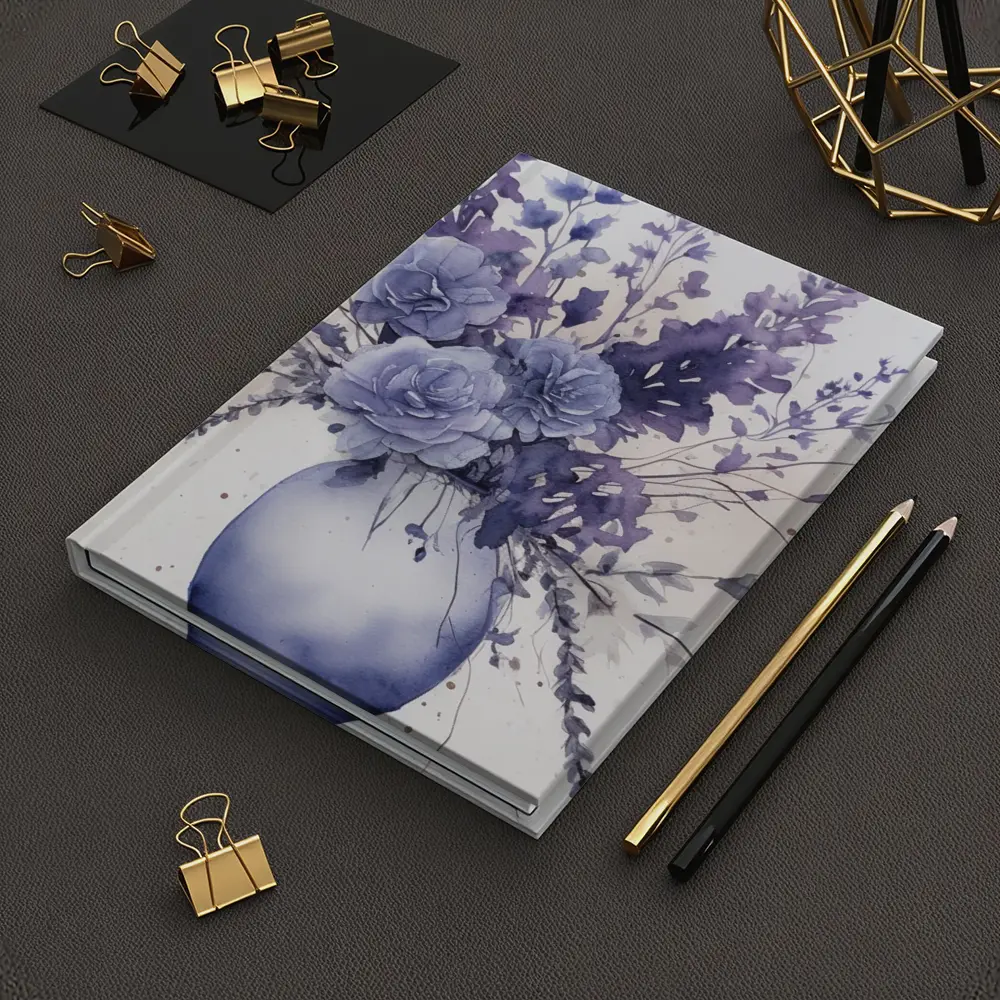 Purple Roses Lavender Bouquet Watercolor White Background – Notebooks