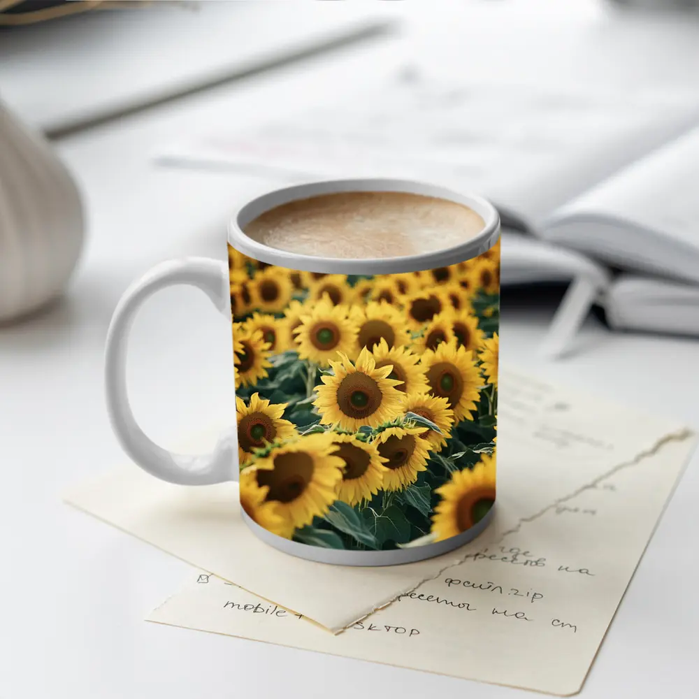 Sunflower Field Yellow Blooms Summer Landscape – Mugs
