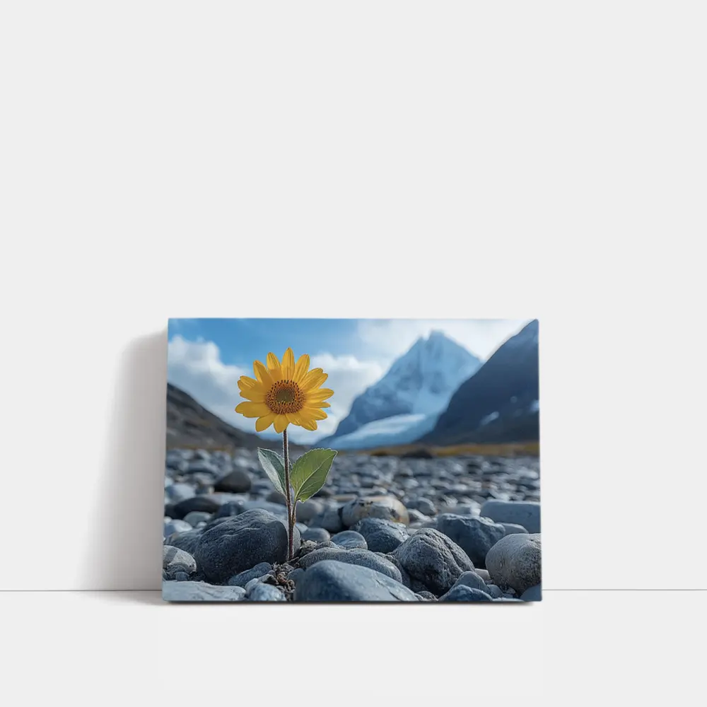 Sunflower Growing Rocky Mountain Glacier Landscape – Wall Art