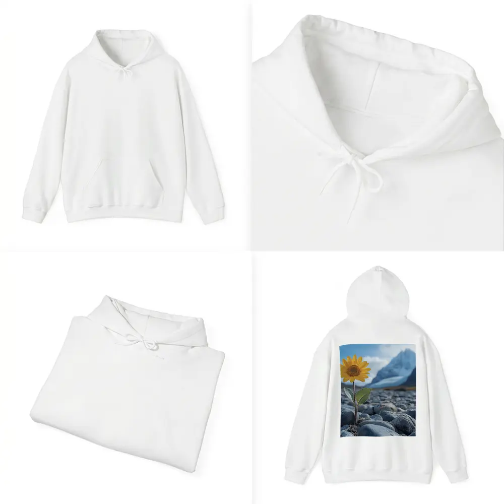 Sunflower Growing Rocky Mountain Glacier Landscape – Hoodies