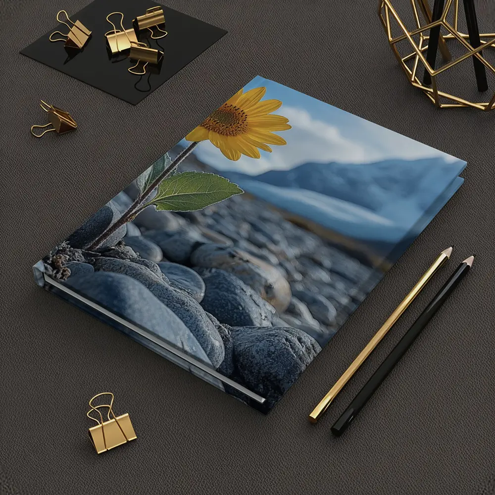 Sunflower Growing Rocky Mountain Glacier Landscape – Notebooks
