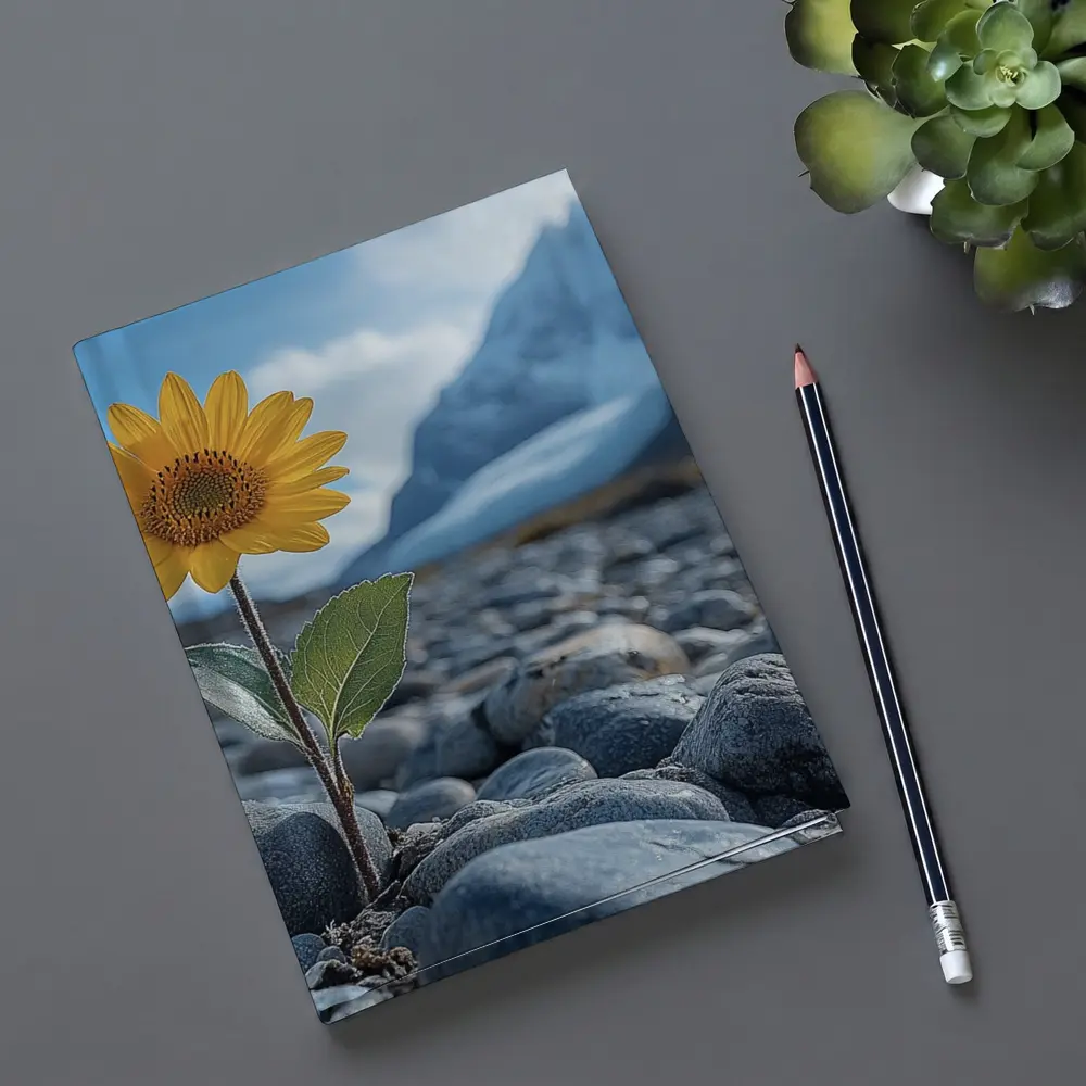 Sunflower Growing Rocky Mountain Glacier Landscape – Notebooks