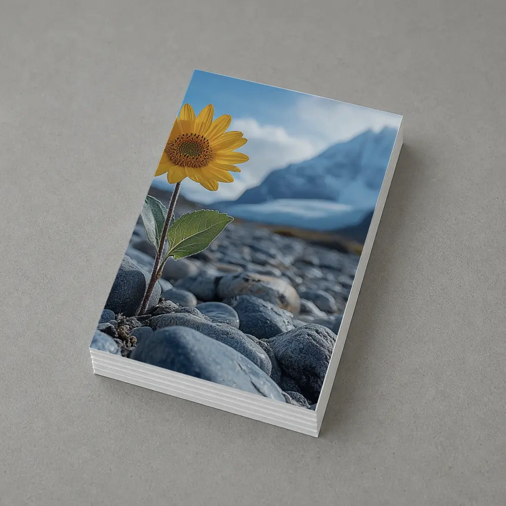 Sunflower Growing Rocky Mountain Glacier Landscape – Postcards