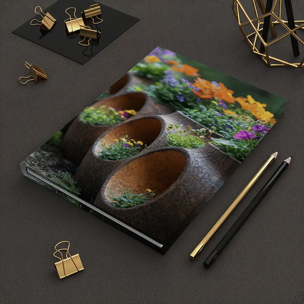 Rustic Stone Planters With Colorful Garden Flowers – Notebooks