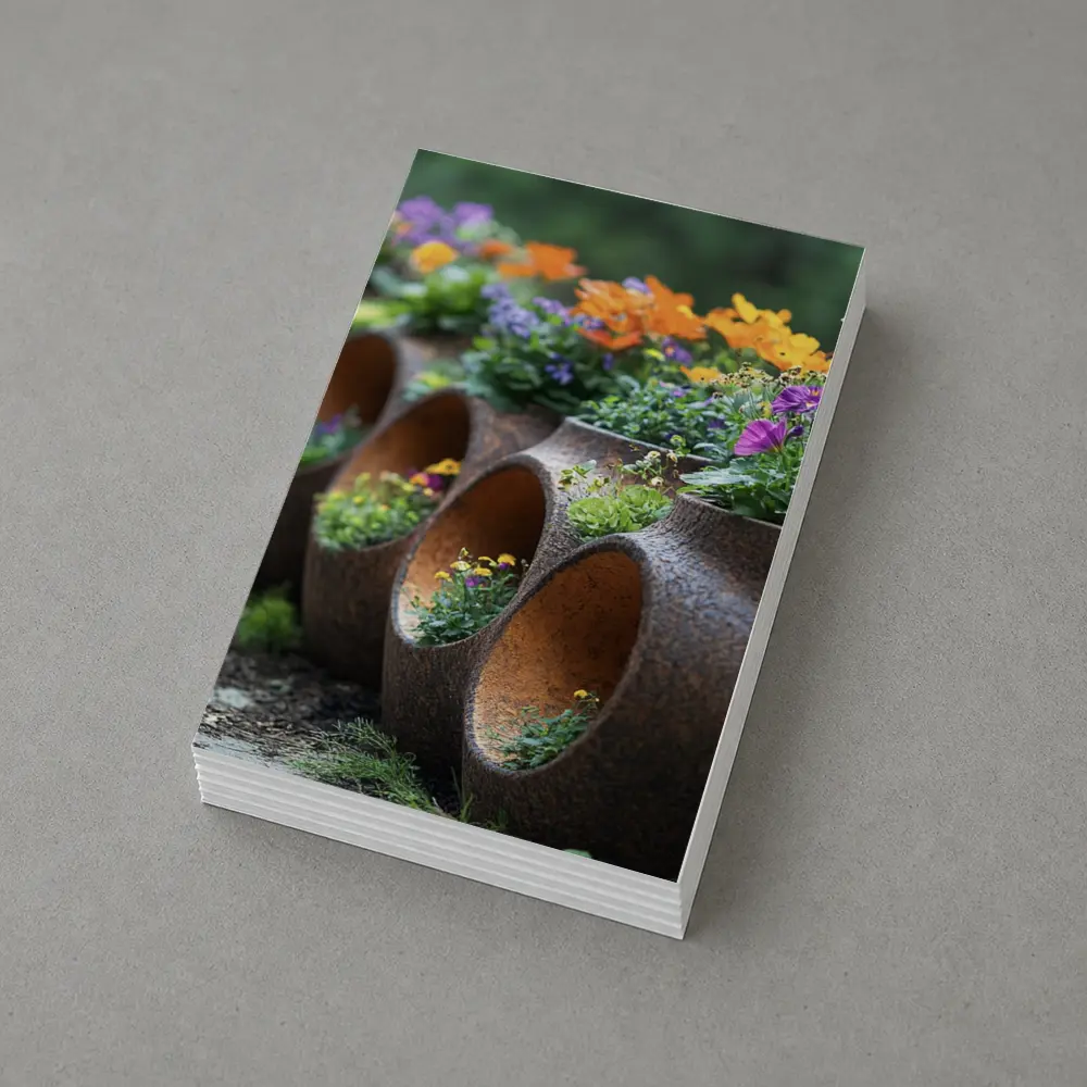 Rustic Stone Planters With Colorful Garden Flowers – Postcards