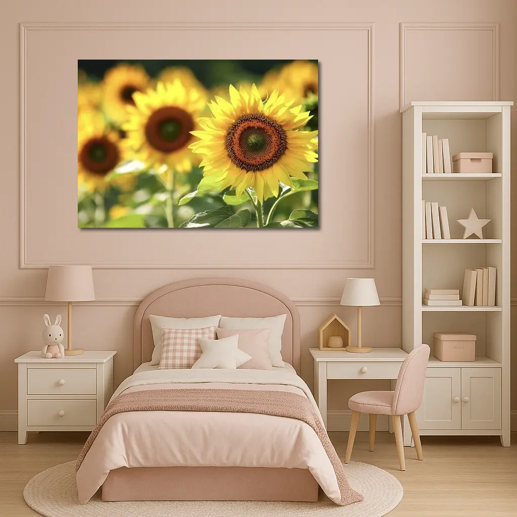 Sunflower Field Close Up Yellow Blooms – Wall Art