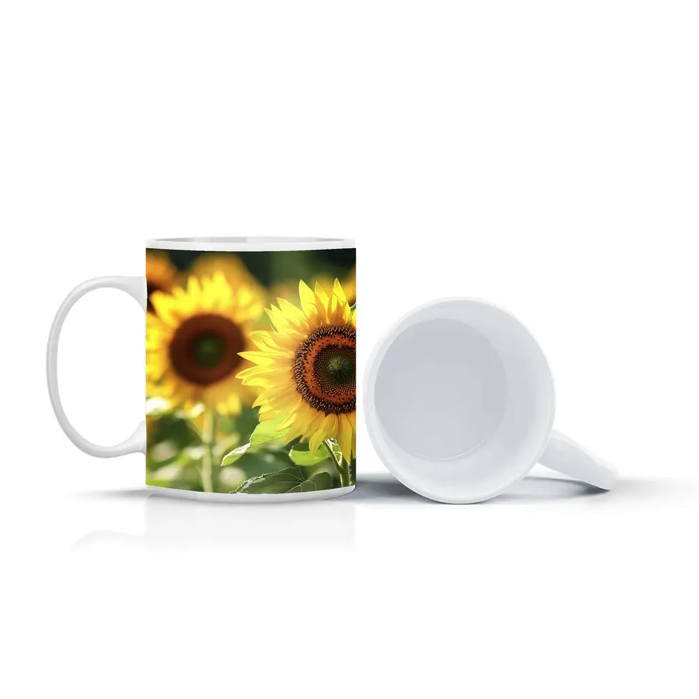 Sunflower Field Close Up Yellow Blooms – Mugs