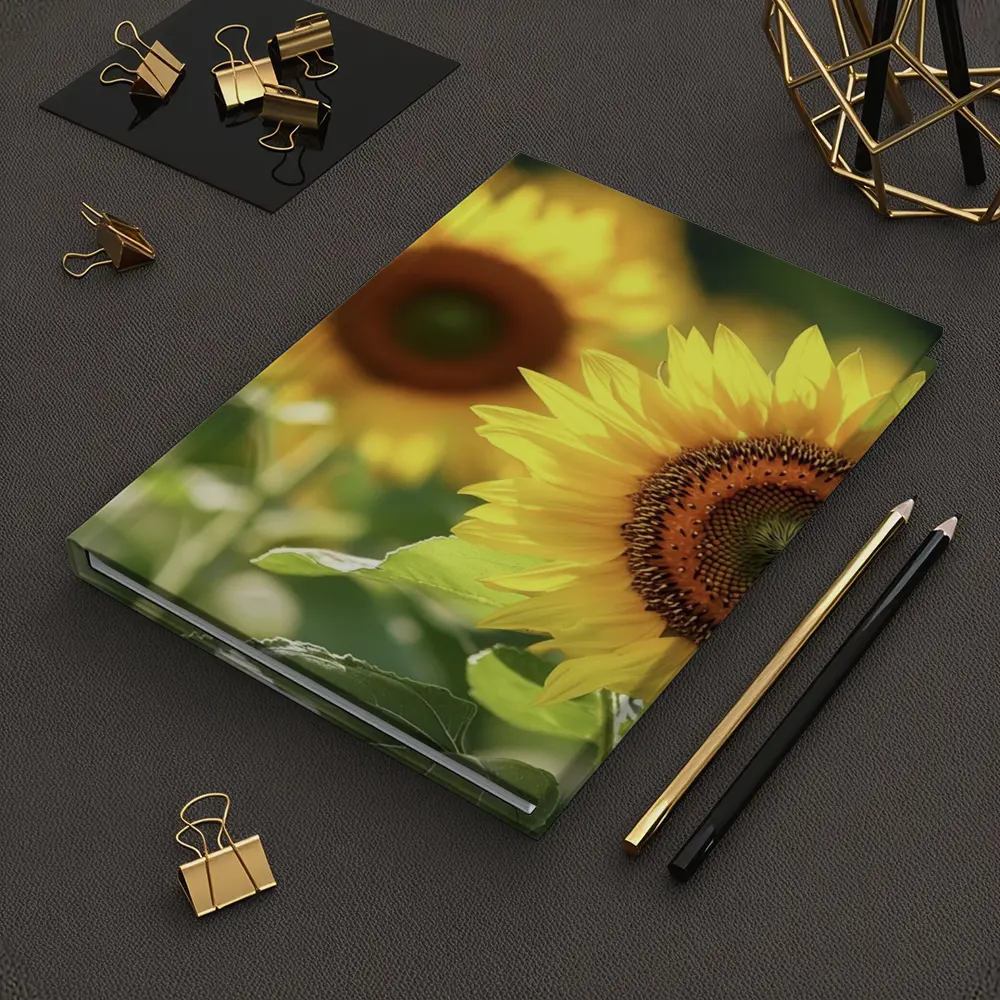 Sunflower Field Close Up Yellow Blooms – Notebooks