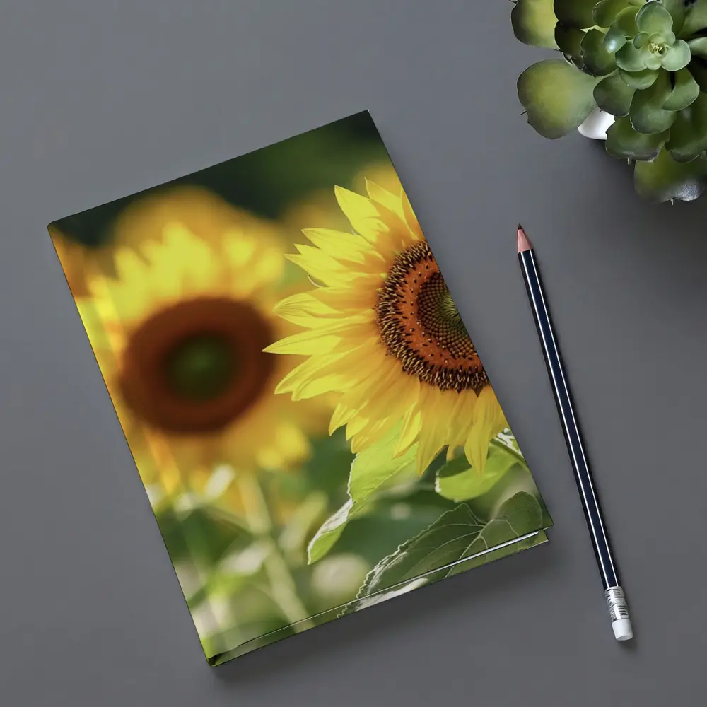 Sunflower Field Close Up Yellow Blooms – Notebooks