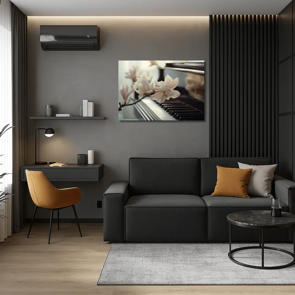 Magnolia Branch Resting On Grand Piano Keys – Wall Art