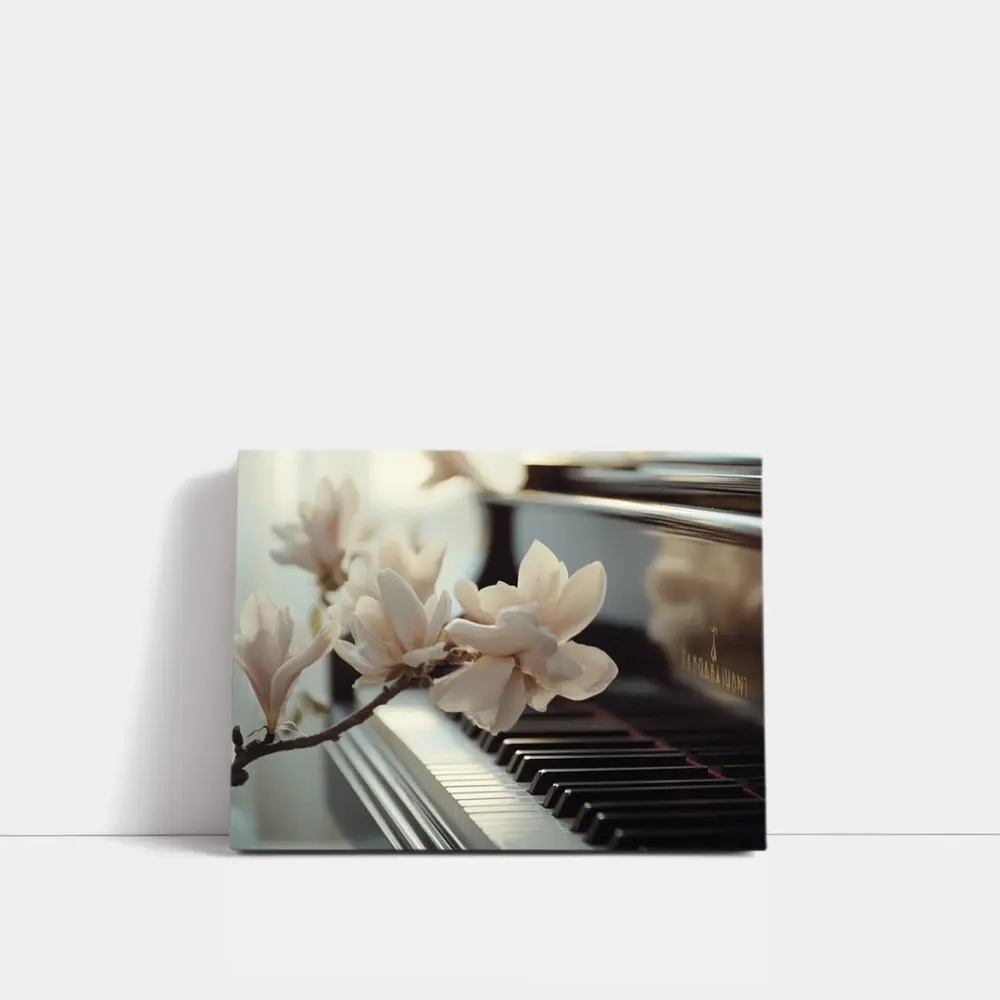 Magnolia Branch Resting On Grand Piano Keys – Wall Art