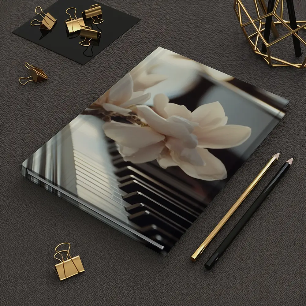 Magnolia Branch Resting On Grand Piano Keys – Notebooks