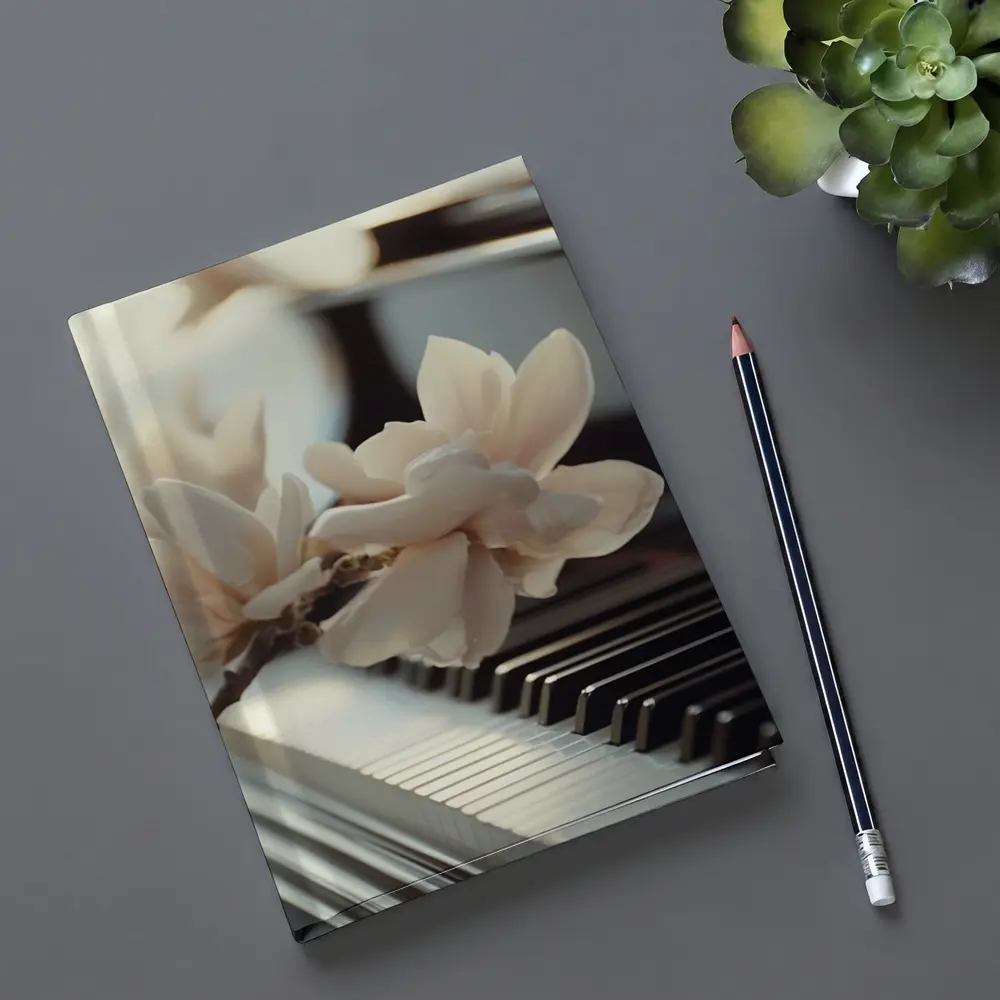 Magnolia Branch Resting On Grand Piano Keys – Notebooks