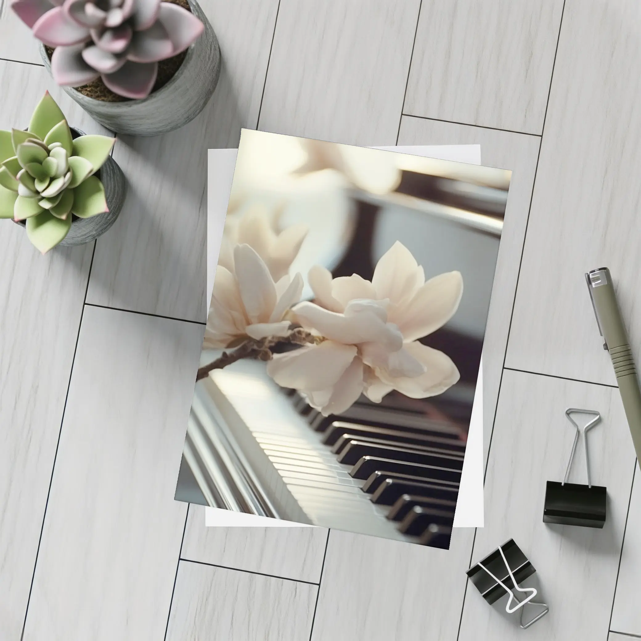 Magnolia Branch Resting On Grand Piano Keys – Postcards