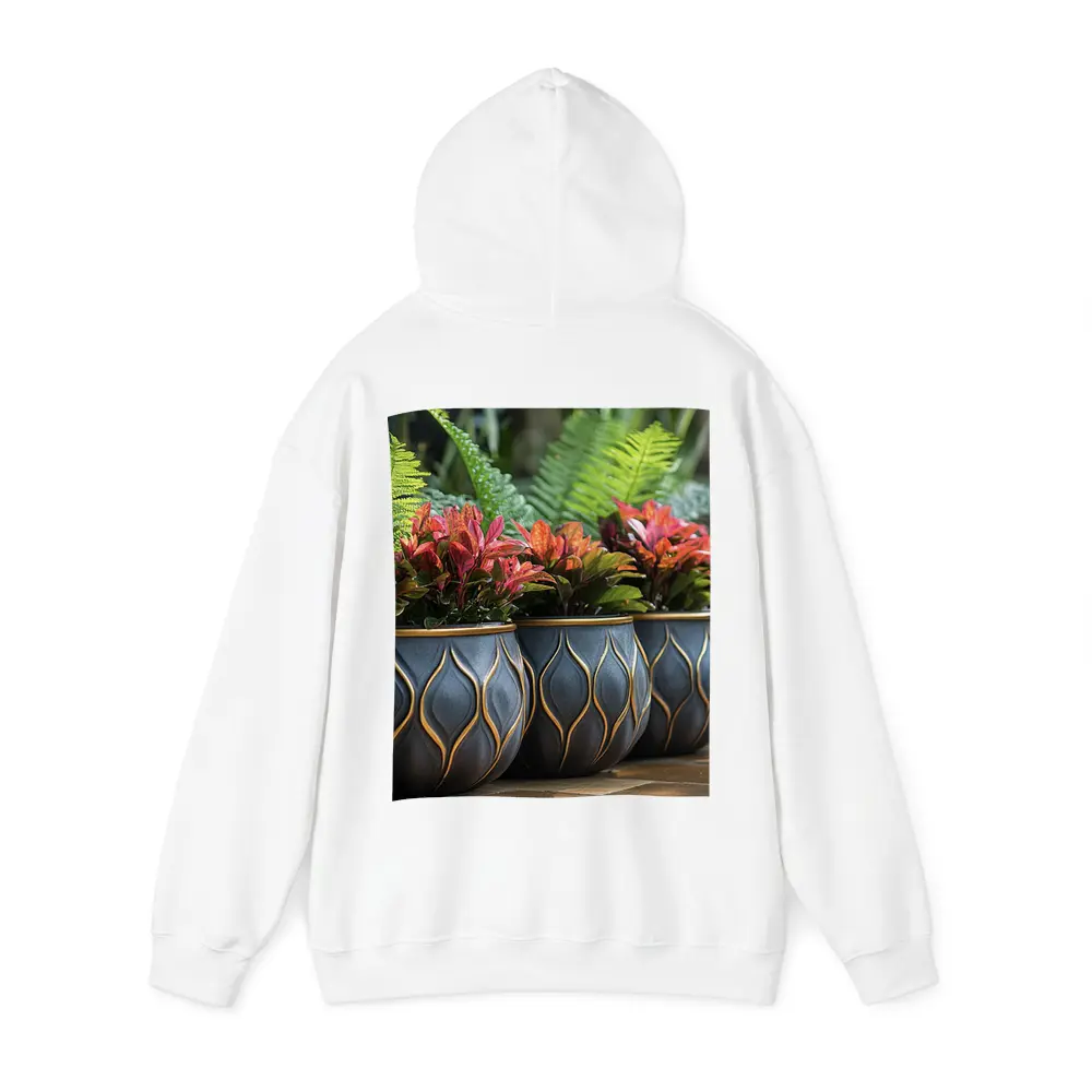 Dark Ceramic Pots Gold Pattern Tropical Garden – Hoodies