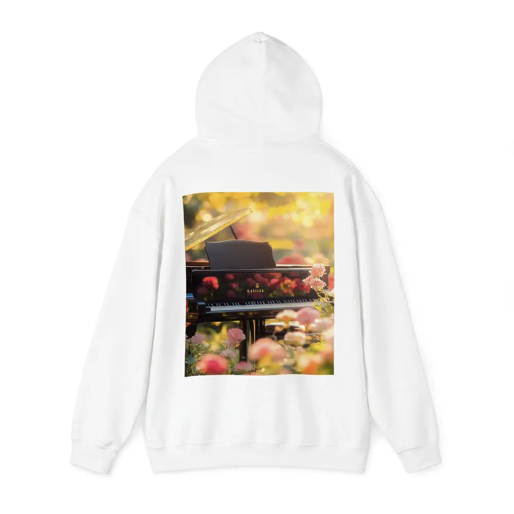 Grand Piano Surrounded By Pink Roses Garden – Hoodies
