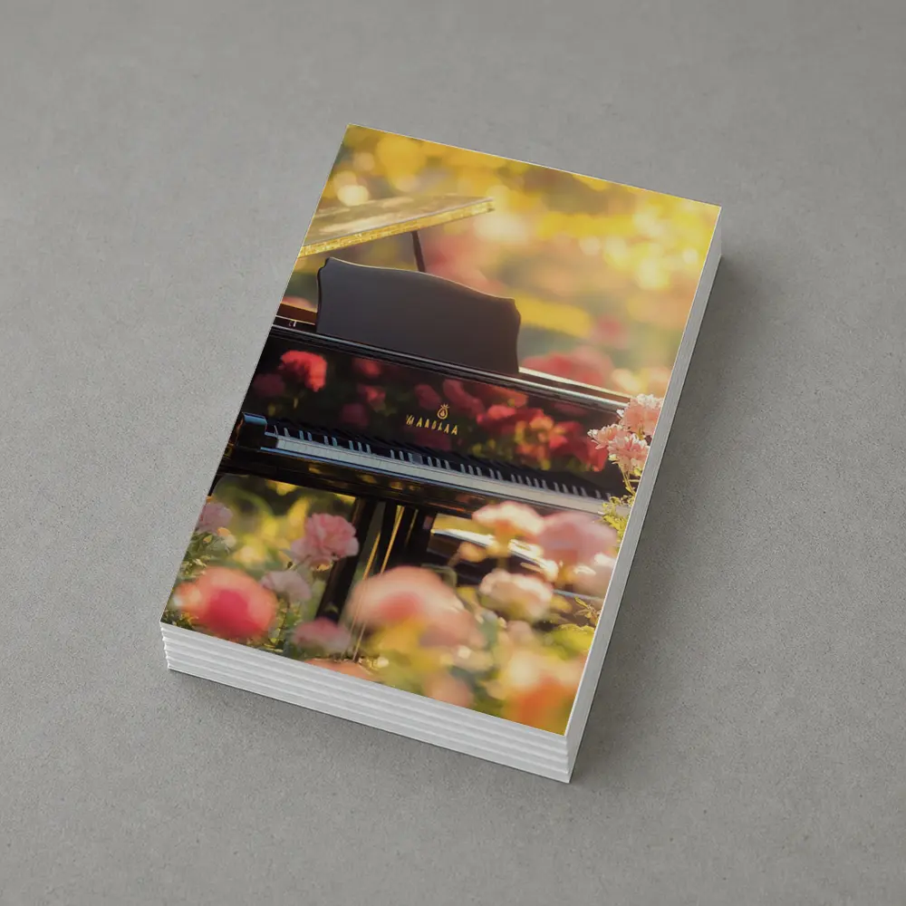 Grand Piano Surrounded By Pink Roses Garden – Postcards