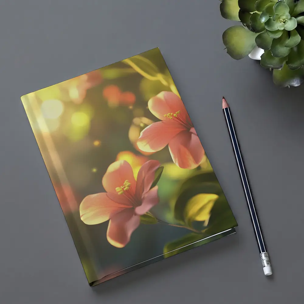 Pink Hibiscus Flowers Soft Sunlight Bokeh – Notebooks