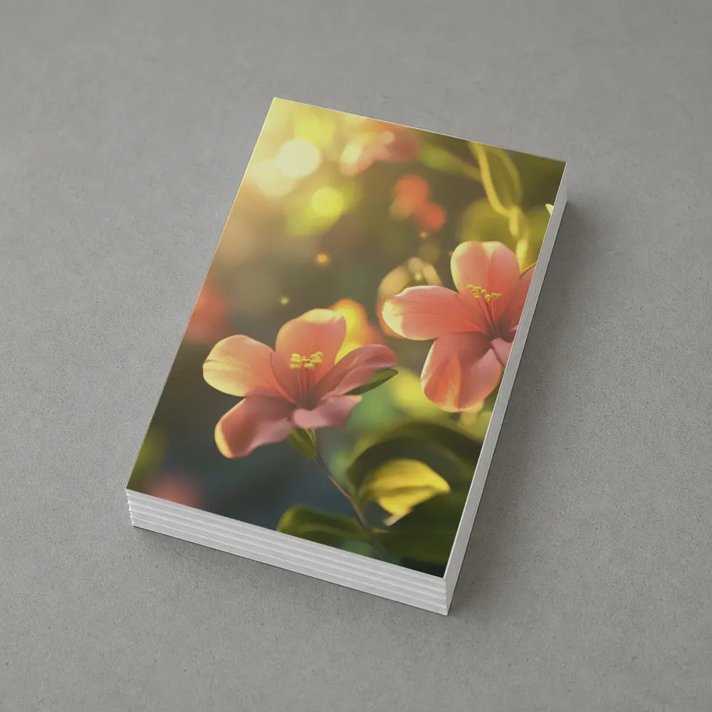 Pink Hibiscus Flowers Soft Sunlight Bokeh – Postcards
