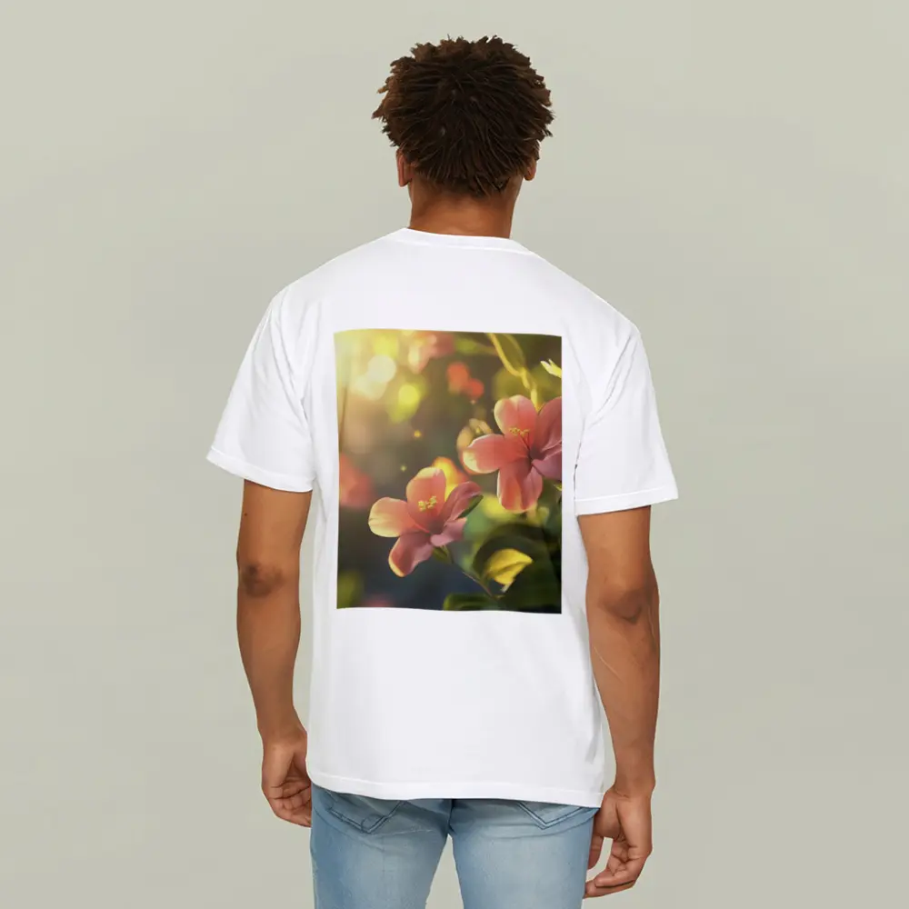 Pink Hibiscus Flowers Soft Sunlight Bokeh – T-Shirts