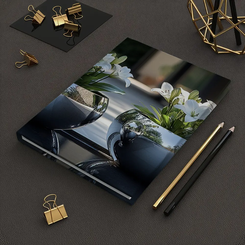 White Lilies Silver Bowl Vases Modern Interior – Notebooks