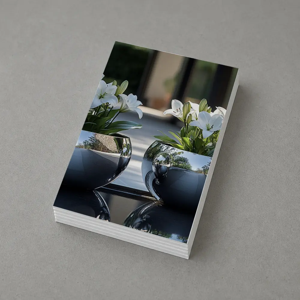 White Lilies Silver Bowl Vases Modern Interior – Postcards