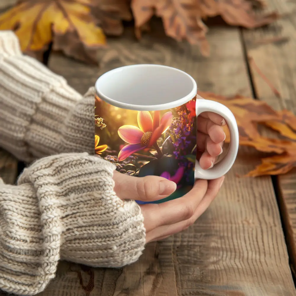 Pink Flowers Garden Warm Sunlight Glow – Mugs