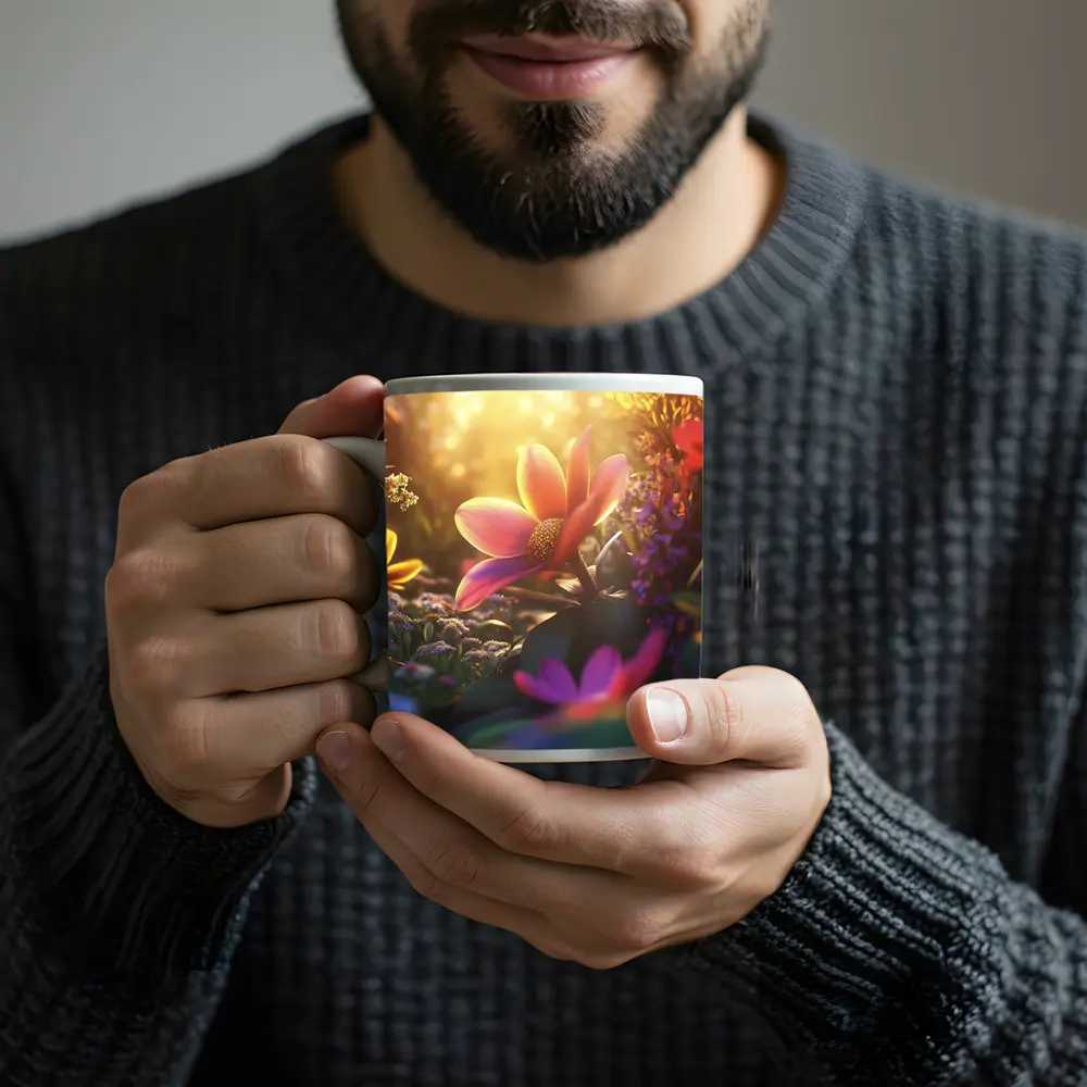 Pink Flowers Garden Warm Sunlight Glow – Mugs