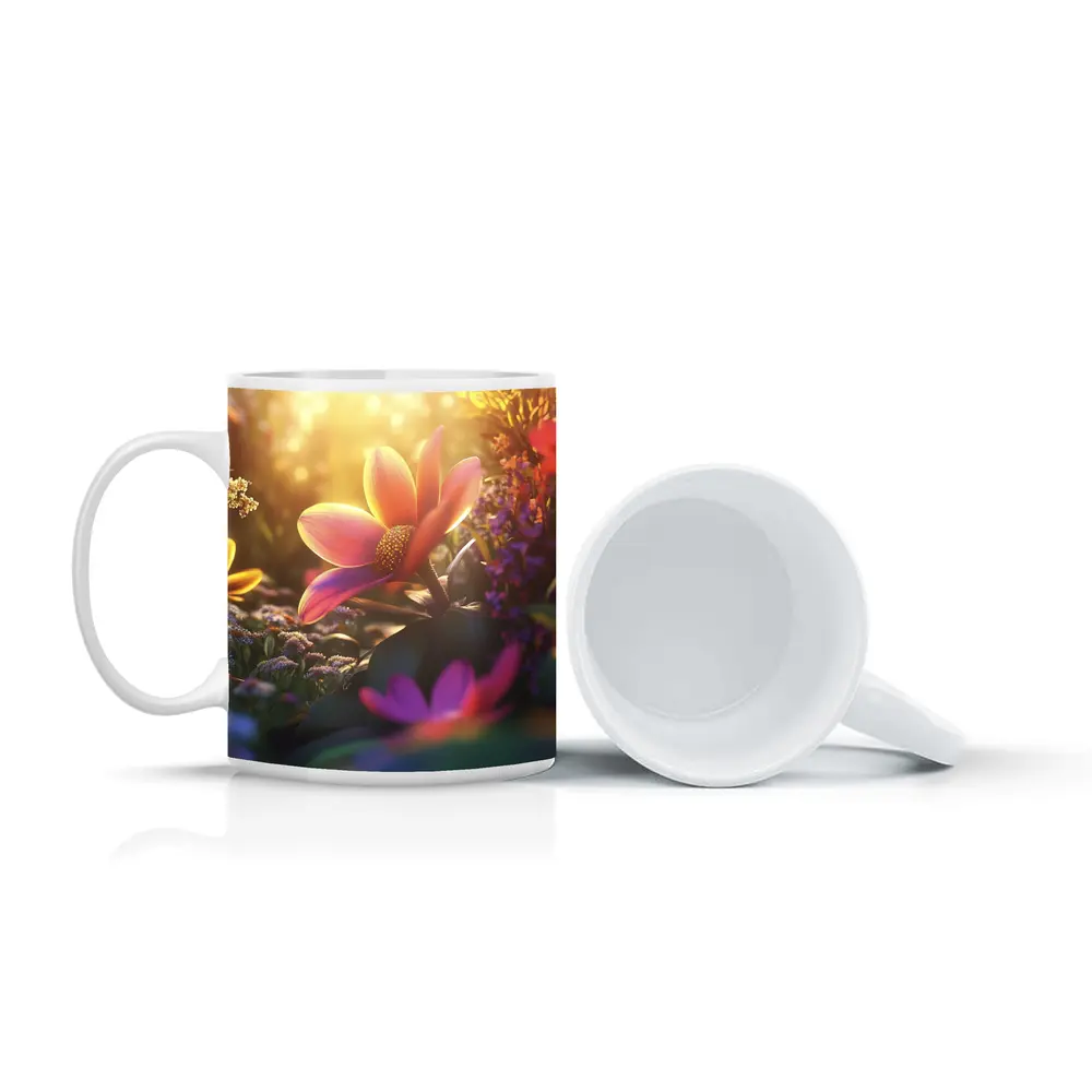 Pink Flowers Garden Warm Sunlight Glow – Mugs