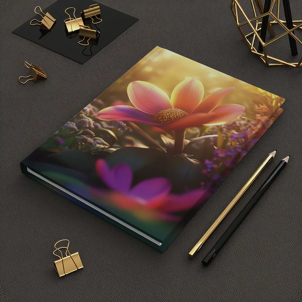 Pink Flowers Garden Warm Sunlight Glow – Notebooks