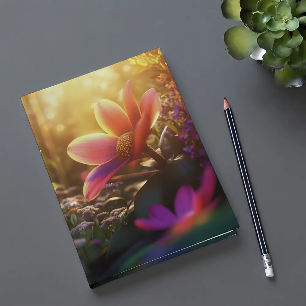 Pink Flowers Garden Warm Sunlight Glow – Notebooks